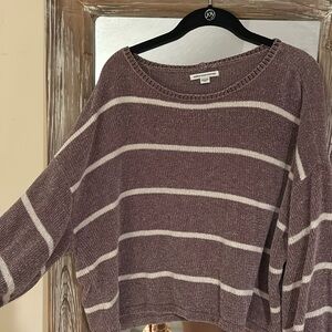 Size XL  American Eagle Purple and white striped sweater